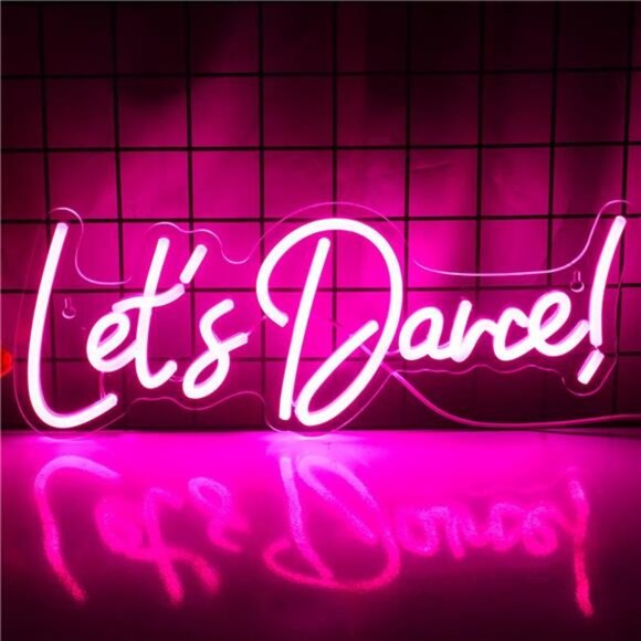 Let's Danced Neon Signs Let's Dance Neon Light Up Sign Pink Led Word Light Sign - Picture 1 of 7
